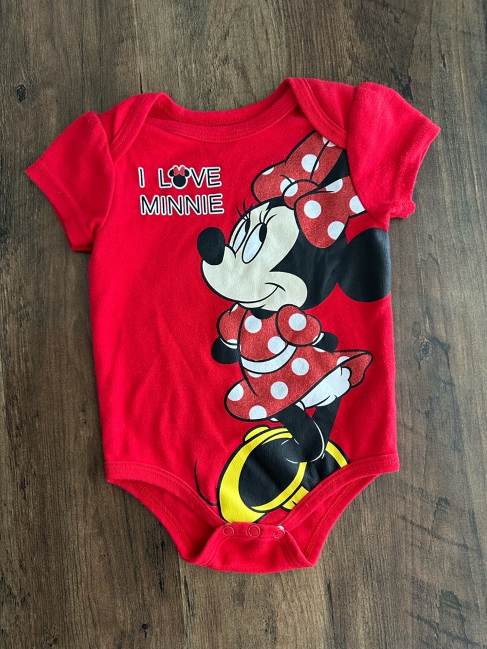 Disney Minnie Mouse Baby Bodysuit Red Polka Dot Graphic 3–6M ❤️ - Picture 1 of 4
